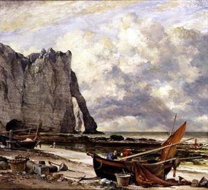 Etretat, ranta kaarella tekijältä Edward William Cooke