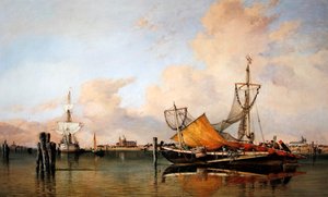 Ilta ennen huonoa säätä laguunilla, Venetsia tekijältä Edward William Cooke