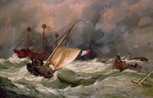 Morning after Heavy Gale (öljy kankaalle) tekijältä Edward William Cooke