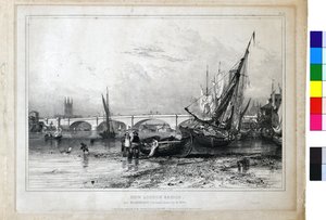 Uusi Lontoon silta Billingsgatesta (matalalla) tekijältä Edward William Cooke