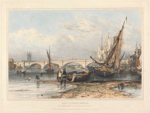 New London Bridge Billingsgatesta (matala vesi) tekijältä Edward William Cooke