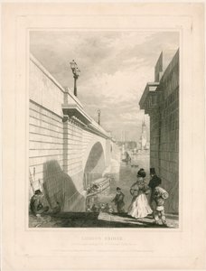 New London Bridge portaiden ylätasanteelta lähellä Tooley Streetiä tekijältä Edward William Cooke