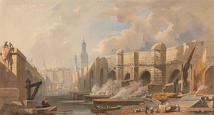 Vanha ja uusi London Bridge tekijältä Edward William Cooke