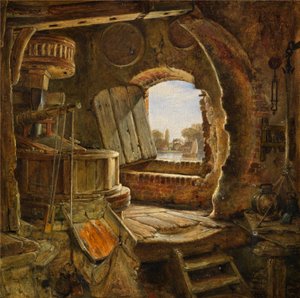 Rembrandtin isän mylly, 1843 tekijältä Edward William Cooke