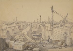 London Bridgen rakentaminen, 1830 tekijältä Edward William Cooke