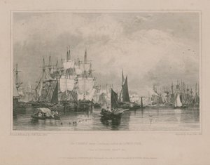 Thames lähellä Limehousea: Limehouse: Lower Pool tekijältä Edward William Cooke