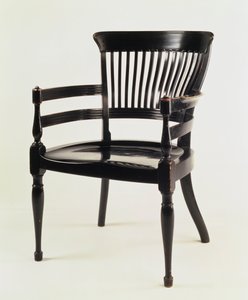 Nojatuoli, valmistaja James Peddle, n. 1880 (ebonisoitu puu)
