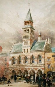 Civic Building (akvarelli paperille) tekijältä Edward William Godwin