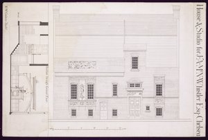 Suunnittelu talolle ja studiolle J.A.M. Whistler Esq, Chelsea, n. 1877–1878 (katso myös 176477) tekijältä Edward William Godwin