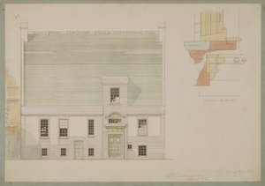 J.A.M. Whistler Esq:n talon julkisivu, Tite Street, Chelsea, 1877 (tussi ja tussi ja wc paperille) (katso myös 176476)