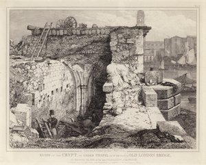 St Thomasin kappelin rauniot Old London Bridgellä tekijältä Edward William Godwin