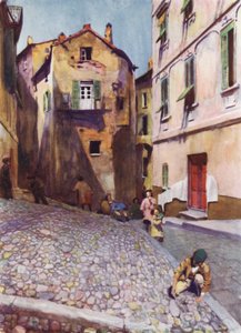 Korsika: Vanhat talot, Bastia (väri litho)