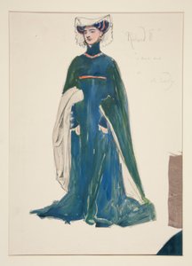 Nainen, pukupiirros Henry Irvingille tekijältä Edwin Austin Abbey