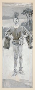 Autolycus, kuvitus Shakespearea kuvaavalle balladille ja balladimusiikkiin tekijältä Edwin Austin Abbey