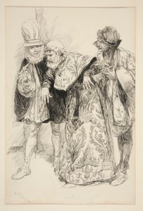 Baptista Protests, kuvitus näytökselle I, kohtaus i, Särän kesyttäminen tekijältä Edwin Austin Abbey