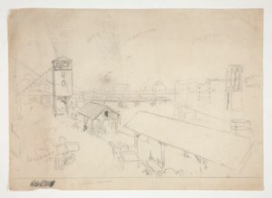 Proomun lastauspaikka joella tekijältä Edwin Austin Abbey