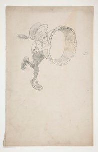Sarjakuva miehestä, joka jahtaa mehiläistä korin kanssa tekijältä Edwin Austin Abbey