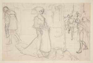 Sävellystutkimus maalaukseen Faust ja Margaret tekijältä Edwin Austin Abbey
