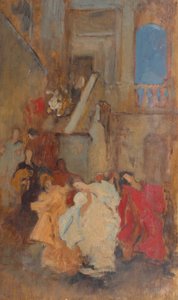 Sävellystutkimus, mahdollisesti mittaa varten tekijältä Edwin Austin Abbey