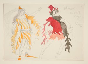 Tanssijat, pukupiirros Henry Irvingille tekijältä Edwin Austin Abbey