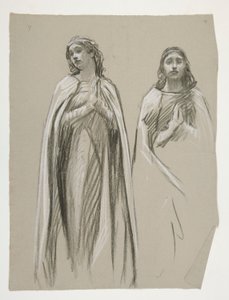 Figuuritutkimuksia kultaiseen puuhun(?), The Quest of the Holy Graalista (15 maalauksen sarja Bostonin yleiselle kirjastolle, valmistui vuonna 1901) tekijältä Edwin Austin Abbey