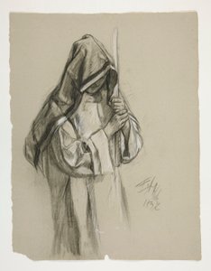 Figuuritutkimus Sir Lancelotille ja Sir Borsille varustaa Galahad hänen kannuineen, The Quest of the Holy Grail (toinen 15 maalauksen sarjasta Bostonin julkiselle kirjastolle, valmistui vuonna 1901) tekijältä Edwin Austin Abbey