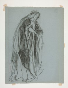 Figuuritutkimus Neittojen linnaa varten(?), The Quest of the Holy Graal (15 maalauksen sarja Bostonin yleiselle kirjastolle, valmistui vuonna 1901) tekijältä Edwin Austin Abbey