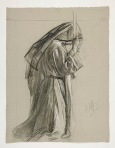 Figuuritutkimus Sir Galahadin ritariksi, The Quest of the Holy Graal (15 maalauksen sarja Bostonin yleiselle kirjastolle, valmistui vuonna 1901) tekijältä Edwin Austin Abbey