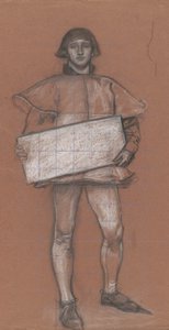 Figuuritutkimus, mies keskiaikaisessa puvussa. tekijältä Edwin Austin Abbey