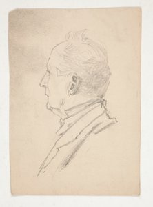 Miehen pää (recto); Fragmentit luonnoksista (käänteinen) tekijältä Edwin Austin Abbey