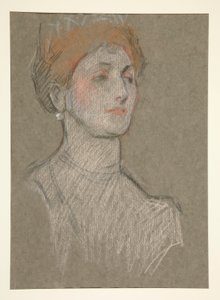 Naisen pää, Edward VII:n kruunaus. tekijältä Edwin Austin Abbey
