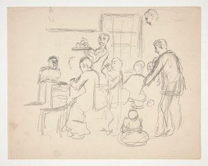 Ravintolan sisätila (?) - tunnistamaton kuva tekijältä Edwin Austin Abbey
