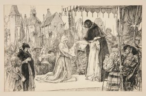 Isabella ja herttua - V näytös, kohtaus I, Mitta mittaan tekijältä Edwin Austin Abbey