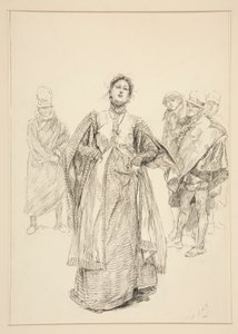 Katharina, kuvitus näytökselle I, kohtaus i, Särän kesyttäminen tekijältä Edwin Austin Abbey