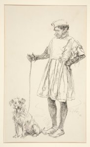 Launce ja hänen koiransa, näytös IV, kohtaus iv, Two Gentlemen of Verona tekijältä Edwin Austin Abbey