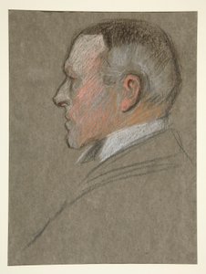 Miehen vasen profiilipää, Edwardin kruunaus. VII tekijältä Edwin Austin Abbey