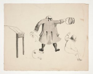 Mies Swinging Bucket at Two Boys (recto); Kaksi miestä seinän takana (versio) tekijältä Edwin Austin Abbey