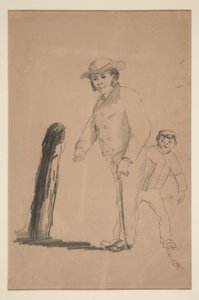 Mies ja poika (recto); Kiinalaisten päät ja hahmot (käänteinen) tekijältä Edwin Austin Abbey