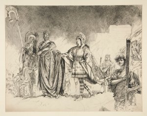 Theseuksen ja Hippolytan hääaamu (tutkimus .1036:lle) - Sisään Theseus, juhannusyöstä tekijältä Edwin Austin Abbey