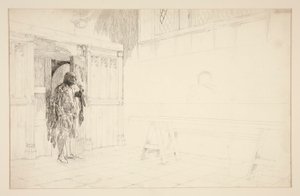 Alustava luonnos elokuvalle Merry Wives of Windsor tekijältä Edwin Austin Abbey