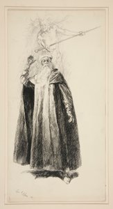 Prospero ja Ariel, kuvitus näytökselle V, kohtaus i, Myrsky tekijältä Edwin Austin Abbey