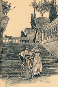 Kohtaus elokuvasta Much Ado about Nothing, c1890 tekijältä Edwin Austin Abbey