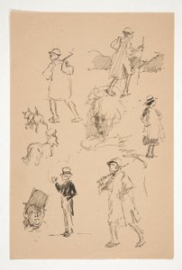 Arkki luonnoksista maahahmoista tekijältä Edwin Austin Abbey