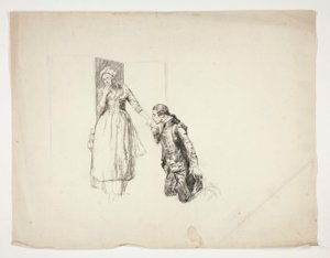 Luonnos Oliver Goldsmithille tekijältä Edwin Austin Abbey
