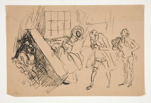 Sketch for School for Scandal, kuvitus Scribnerille tekijältä Edwin Austin Abbey