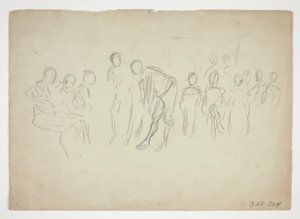Luonnos väkijoukosta - tunnistamaton kuva tekijältä Edwin Austin Abbey