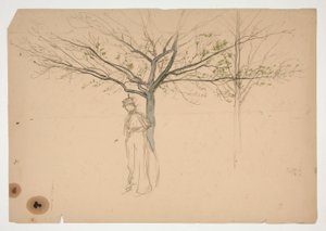 Luonnos hahmosta puun alla tekijältä Edwin Austin Abbey