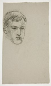 Luonnos nuoresta miehestä (tunnistamaton lapsenvahti) tekijältä Edwin Austin Abbey