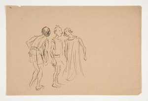 Luonnos kolmesta miehestä (tutkimus vuodelle 1937.1072?), Venetsian kauppiaalta tekijältä Edwin Austin Abbey