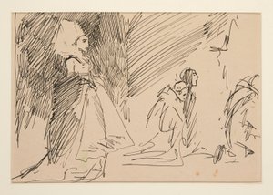 Tutkimus papille ja suurelle rouvalle (akvarelli) tekijältä Edwin Austin Abbey